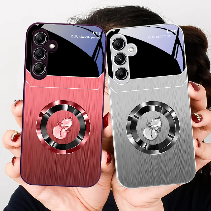 Custodia Per Telefono In Vetro Per Samsung Galaxy A01 A02 03 Core A04 A14 4G A13 54 34 31 20 25 23 22 5G S21 Ultra S20 Silver Gourd Gradient