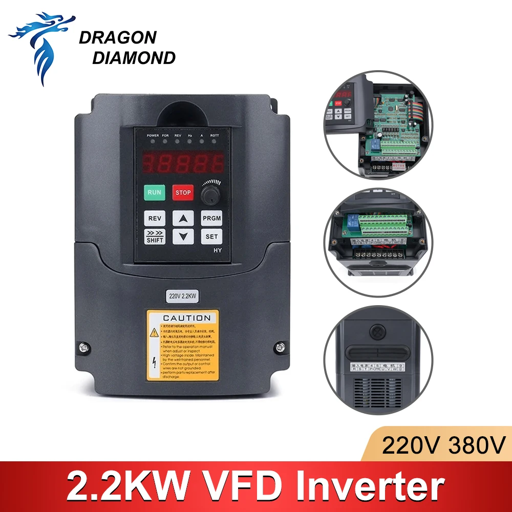 2.2kw VFD Variable Frequency Inverter For CNC Spindle Motor Speed Control  Drive HuanYang Converter 0-400Hz 3P Output 1P Input AliExpress