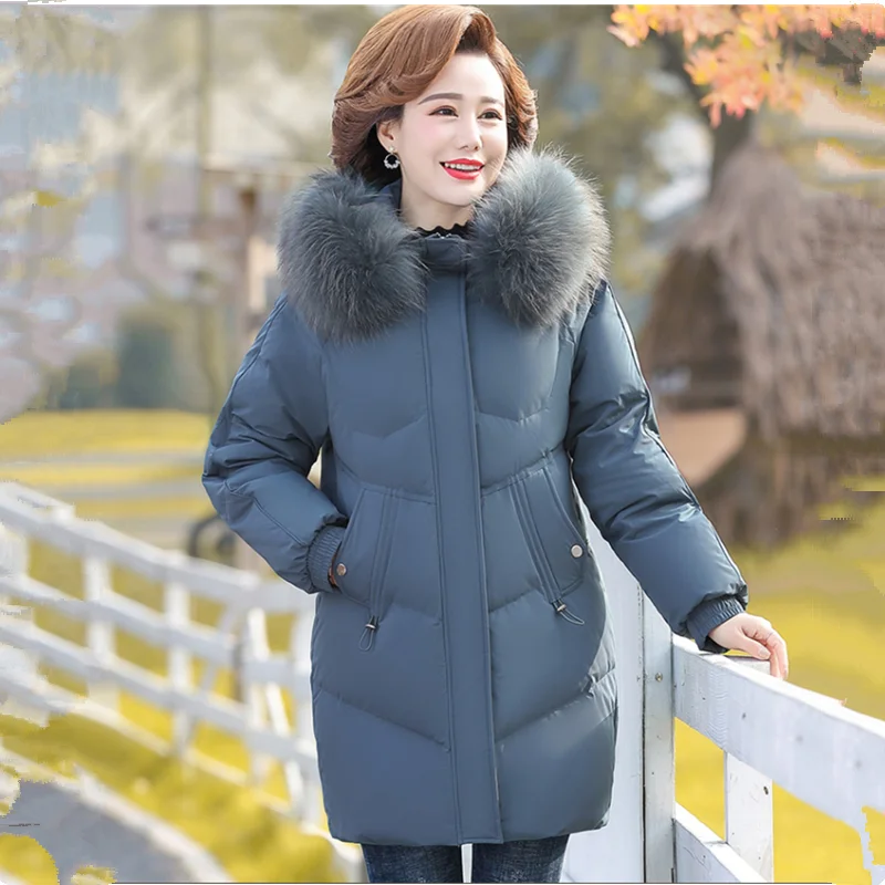 UHYTGF-abrigo de plumón de algodón para mujer, parka de calidad con Cuello  de piel 2022, con capucha, chaqueta cálida a prueba de frío, abrigo coreano  5XL, 1951