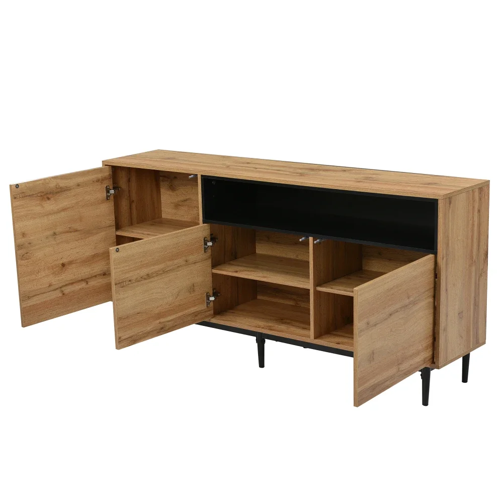 160 x 35 x 76 cm großes modernes Holz-Sideboard mit drei Türen und Regalen, einfache Montage, platzsparendes Design, robust und zuverlässig – Detail 13