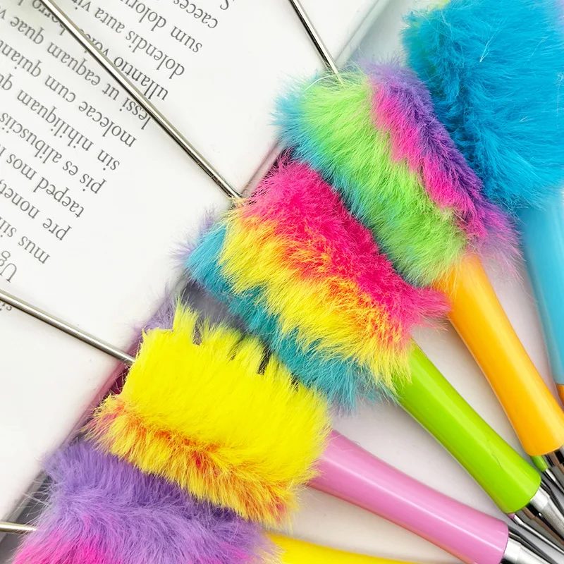 20 Stuks Nieuwe Diy Gekleurde Pluche Kralen Pen Kleur Pluche Bal Beadable Pen Thuis School Kinderen Schrijven Schetsen Benodigdheden