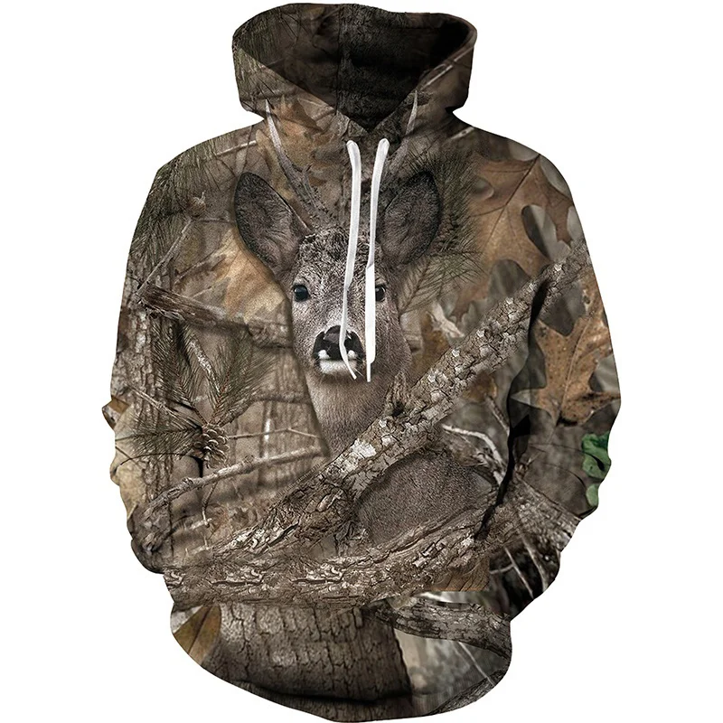thumbnail image 1 of Sudadera con capucha con estampado 3D de animales, hojas de arce, pino y camuflaje para hombre, sudadera de manga larga fresca para caza, sudadera deportiva para primavera y otoño, 1 of 4
