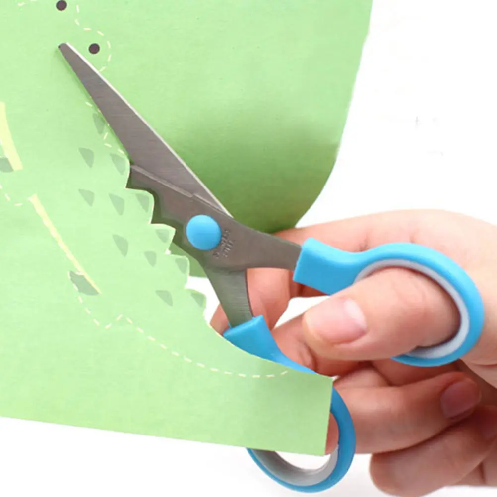 6Pcs 학생 가위 어린이를위한 안전한 가장자리 작은 공예 가위 DIY 종이 절단 스크랩북 아트 문구 가위 어린이를위한