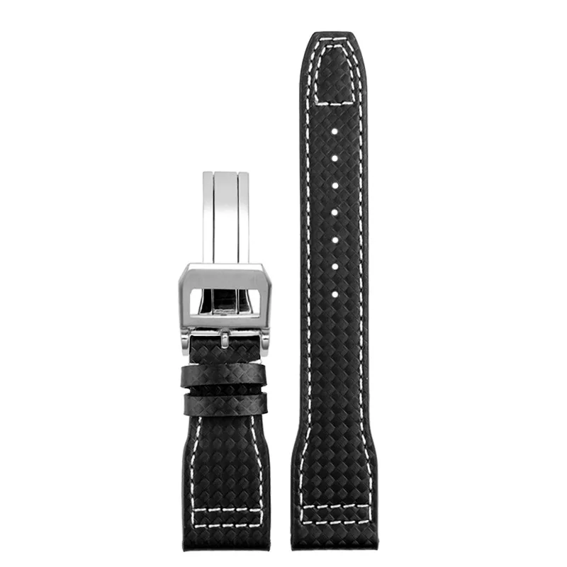 Pulseira de Relógio de Couro de Fibra de Carbono para Iwc Pilot Mark 18 Portugal Pulseiras Acessórios Masculinos 20m 21 mm 22 mm Alta Qualidade - Image 6