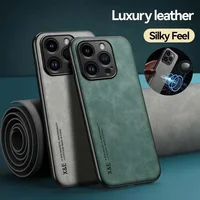 Luxury Leather Case For iPhone 16 15 14 13 12 11 Pro Max Plus 12 13 Mini X XR XS SE 8 7 Cover With Metal Plate Support Car Hold 2