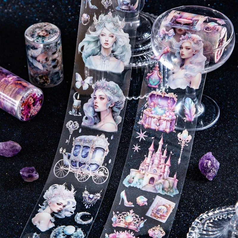 PET 드림 로맨스 걸 캐릭터 핸드북 소재 루프 페이스트, DIY 용품, 스크랩북 접착제, 1 롤 테이프, 2M, 50mm * 2m