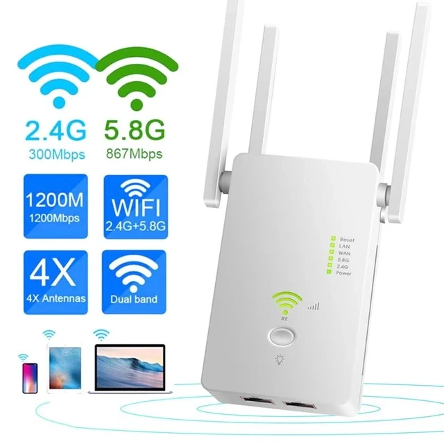 Répéteur WiFi sans fil 5G, 1200Mbps, avec câble RJ45