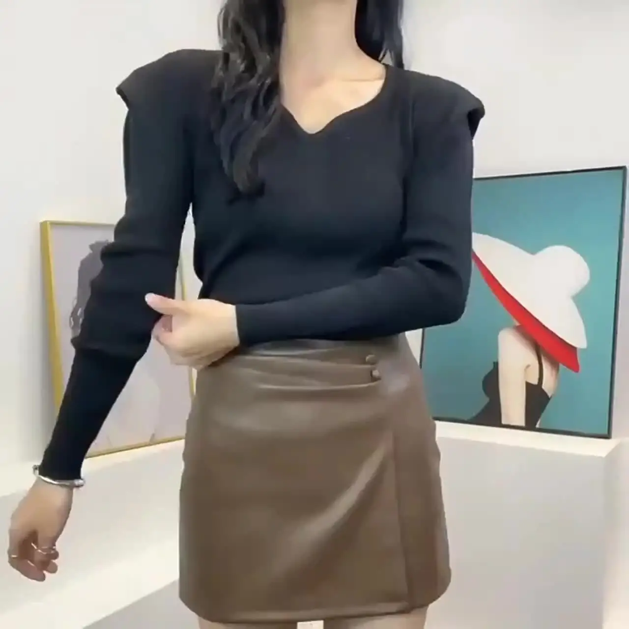 Klein синий вязаный свитер из хлопка