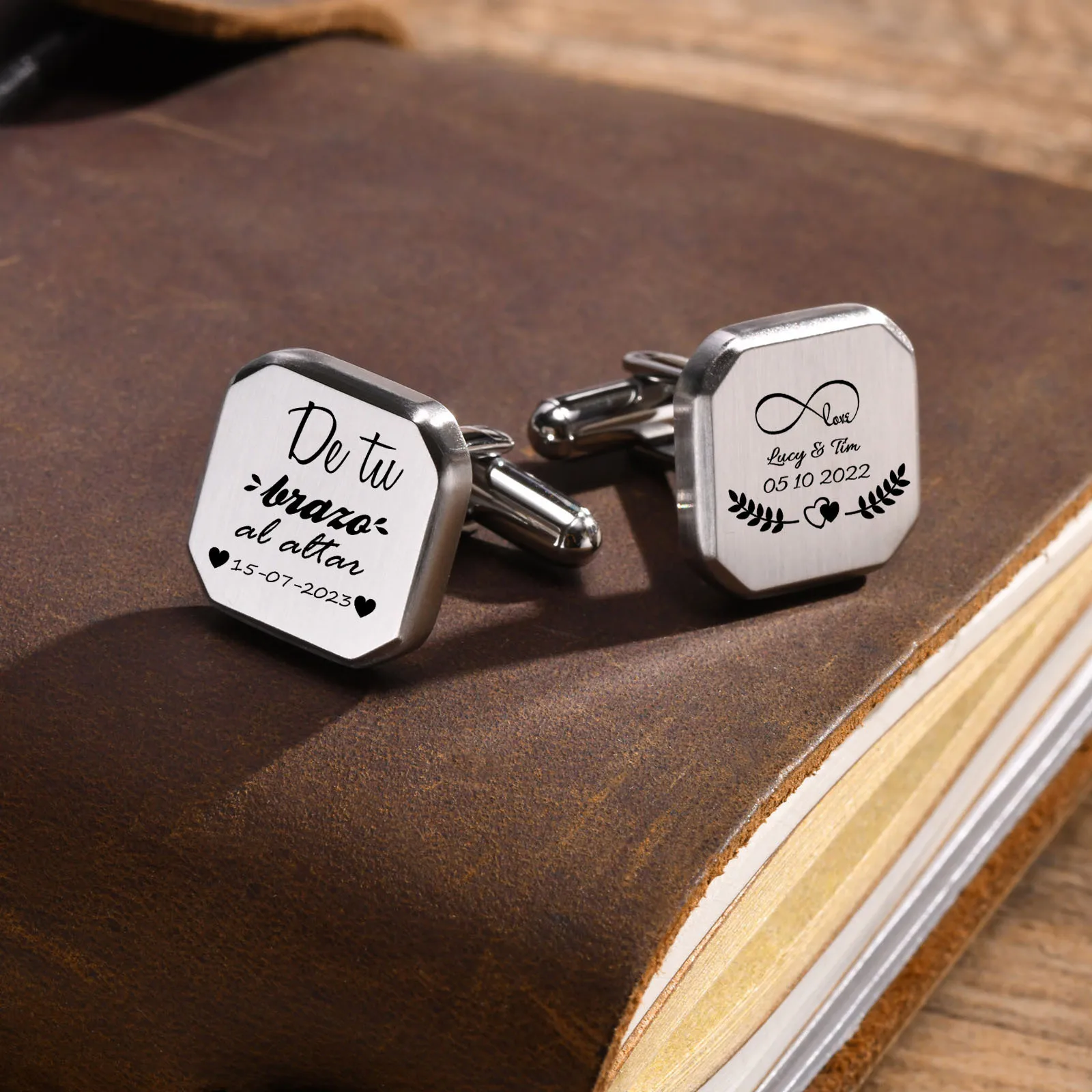 

Customized Personalized Cufflink, Stainless Steel Enrgaved Wedding Engagement Jewelry,Groom Dad Best Man Father Of The Bride