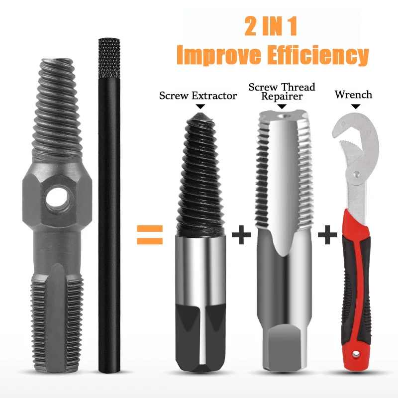 

Double-Head Faucet Valve Broken Screw Extractor Damaged Bolts Wire Pipe Remover Screw Extractor Double Head Remover Tools