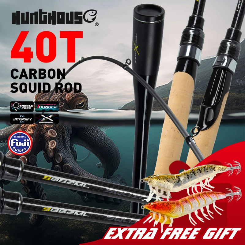 Hunthouse Egi Squid Fishing Rod 40T Spinning Eging 862ML 2.6m 2.7m 7-30g Fuji Guide 2 Sections Japan Octopus Fish Accessories
