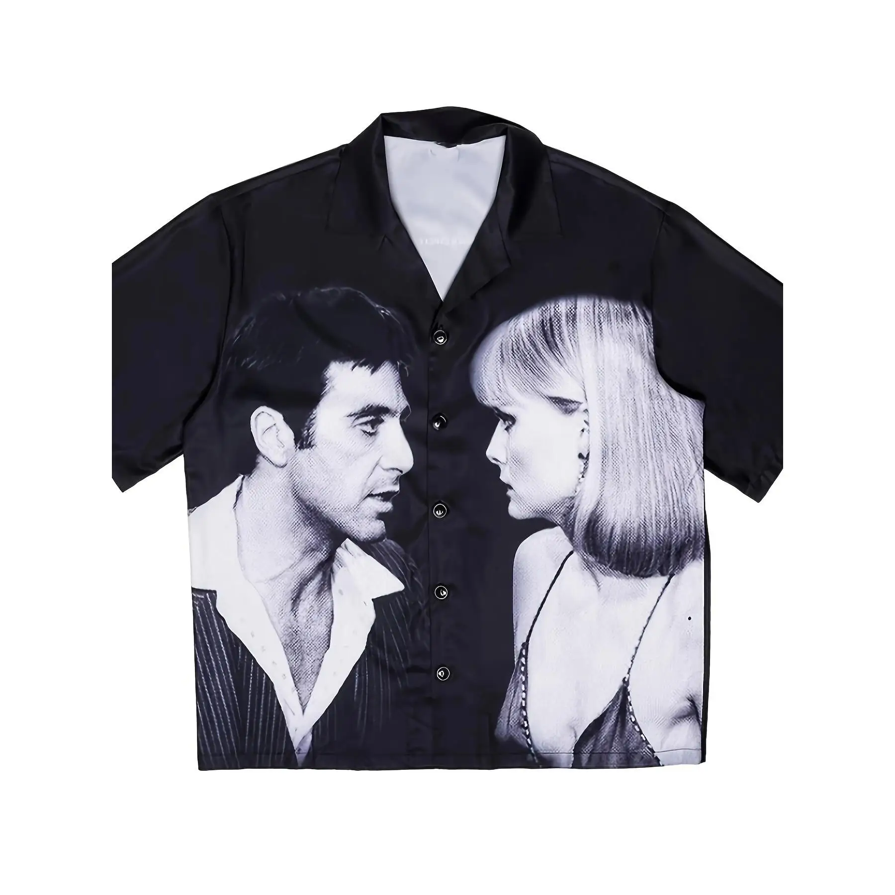 plus Size Printed Men's irt Me And Your irt Polyester ort Sve Flip Collar Inner Wear Casual Summer Faion