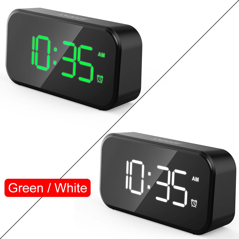 Digital Touch Alarm Clock 5 Inch Black Full Screen Fashion White /Green Display 100dB Extra Alarm Clock Home Decor for Bedroom 2
