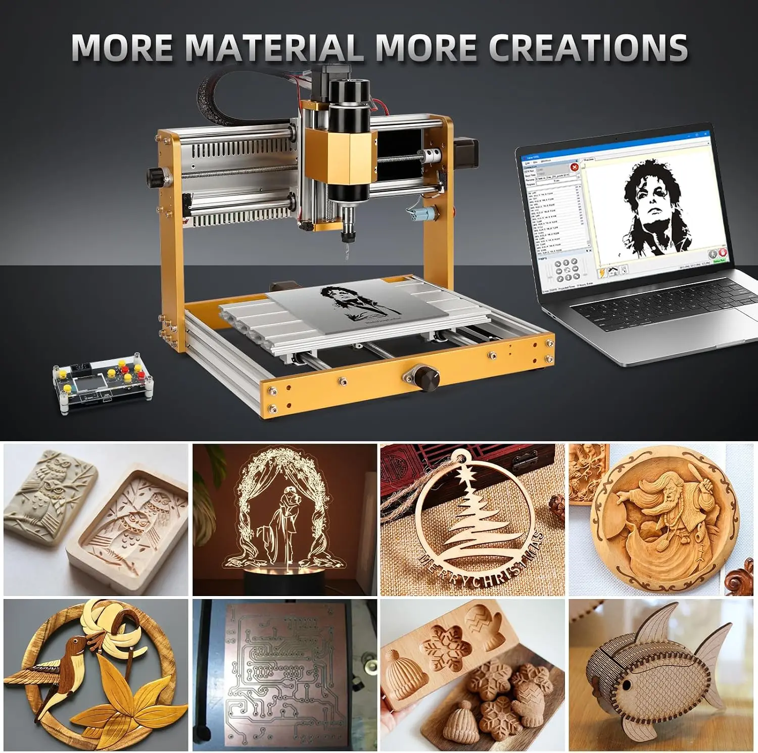 500W All-Metal CNC Router Machine – 3-Axis Desktop CNC Engraving & Milling Machine with GRBL Offline Controller, Limit Switches & Emergency Stop 7