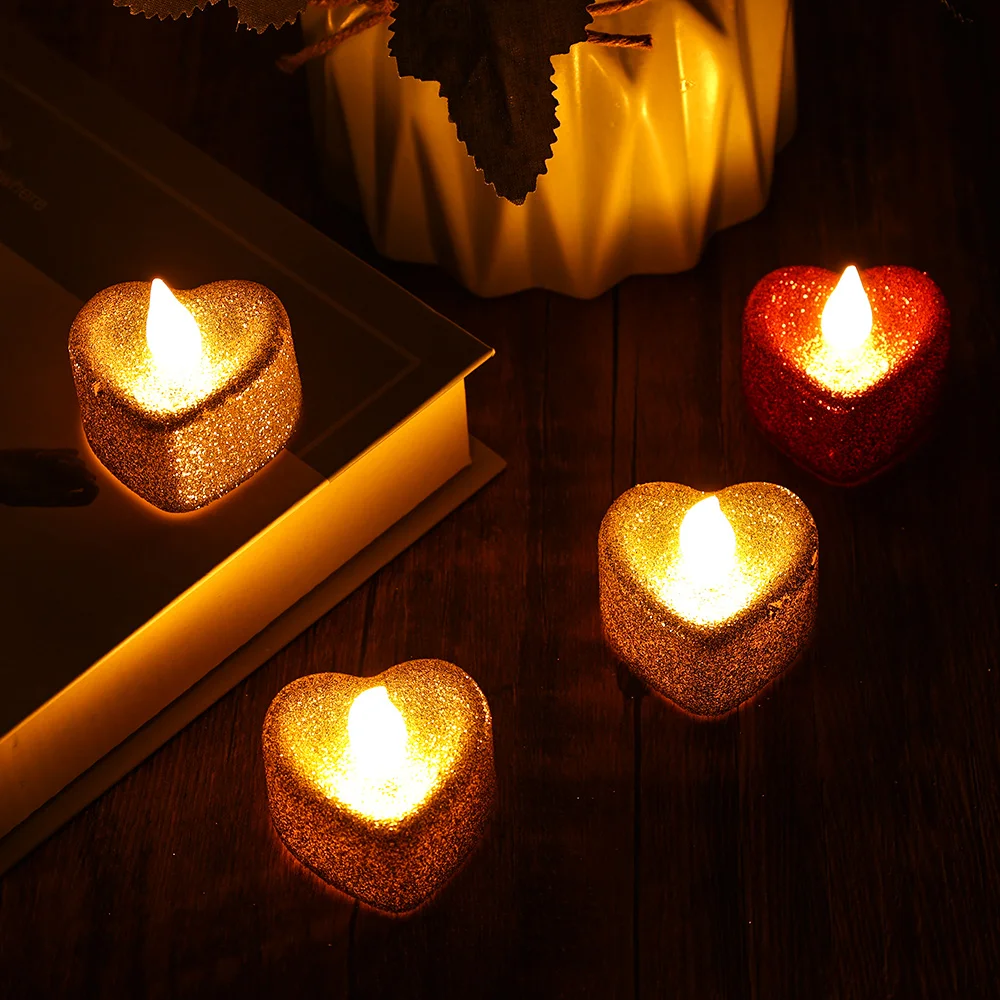 FRCOLOR Flameless Candles 24Pcs Heart Shaped Candles Battery Tea Light —  CHIMIYA