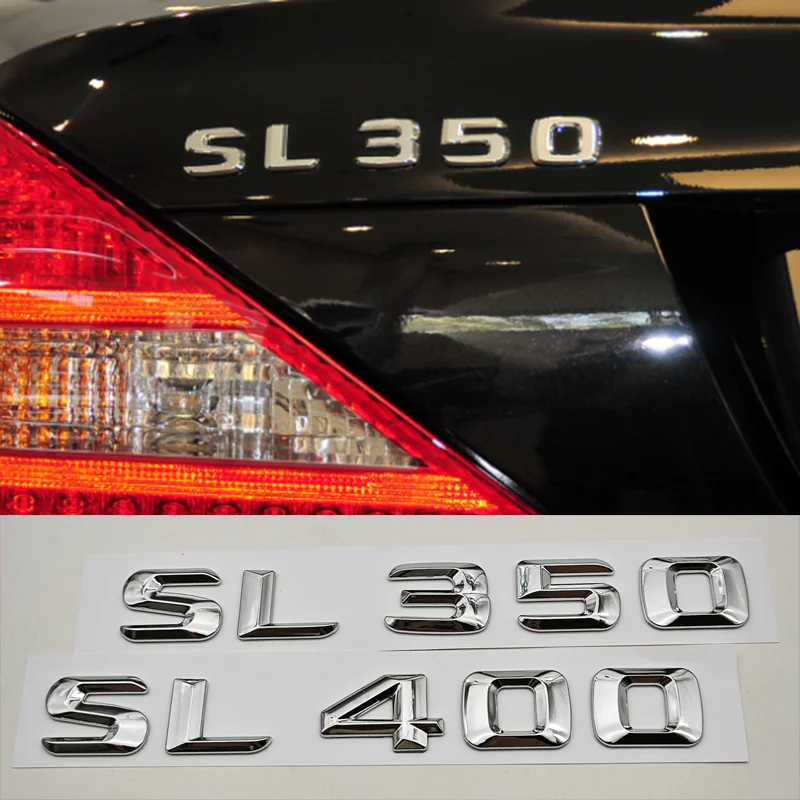 3D ABS 자동차 레터 배지 스티커 리어 트렁크 로고 SL350 SL400 SL500 엠블럼 메르세데스 벤츠 SL350 SL400 SL500 R230 R231 R129용