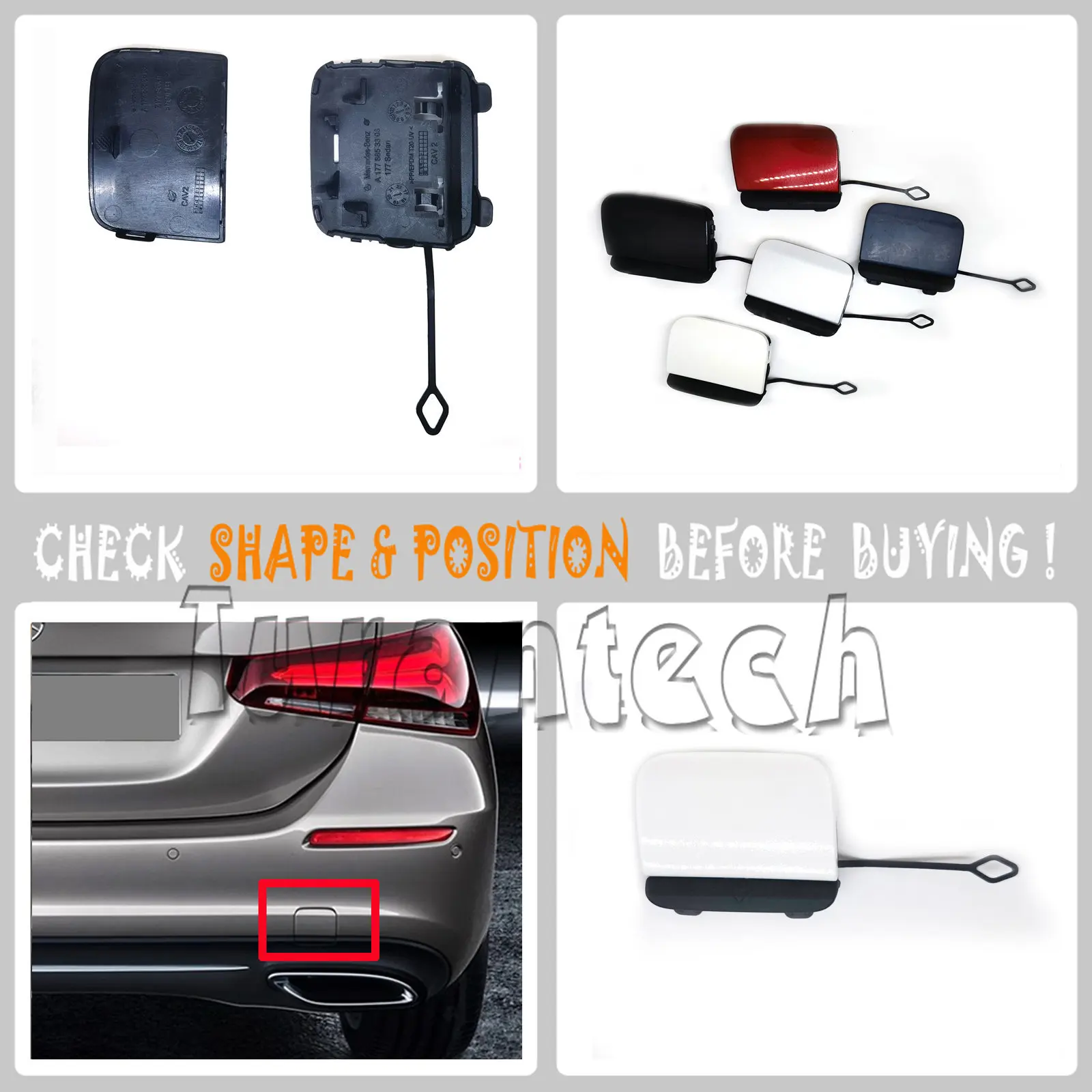 

Задний буксировочный крючок 2 в 1 для 19-22 Mercedes A W177 Z177 Sedan A160 A180 A180d A200 A200d A220 A250 1778850803 1778853303