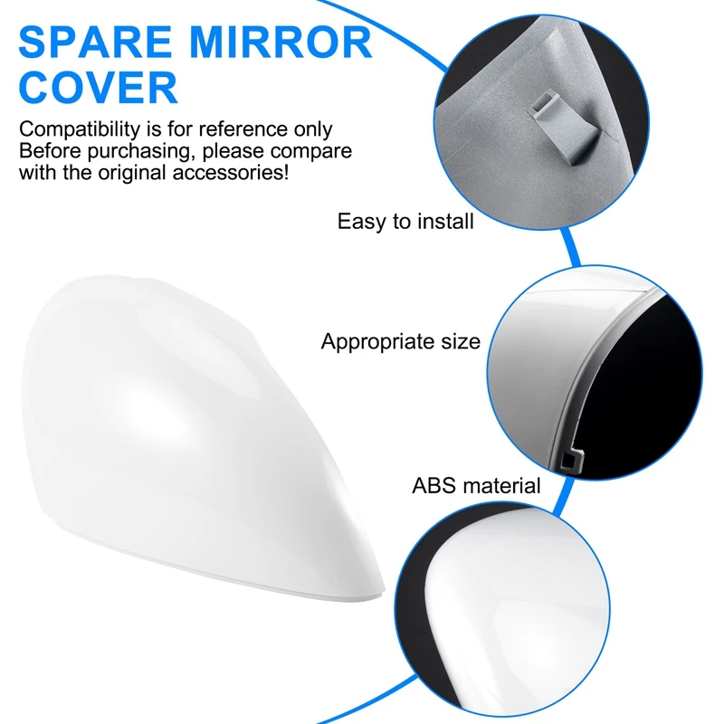 1Pcs White Rearview Side View Mirror Replacement Cover Cap Case Shell For Ford For Fiesta 2008 2009 2010 2011 2012 2013 2014 201