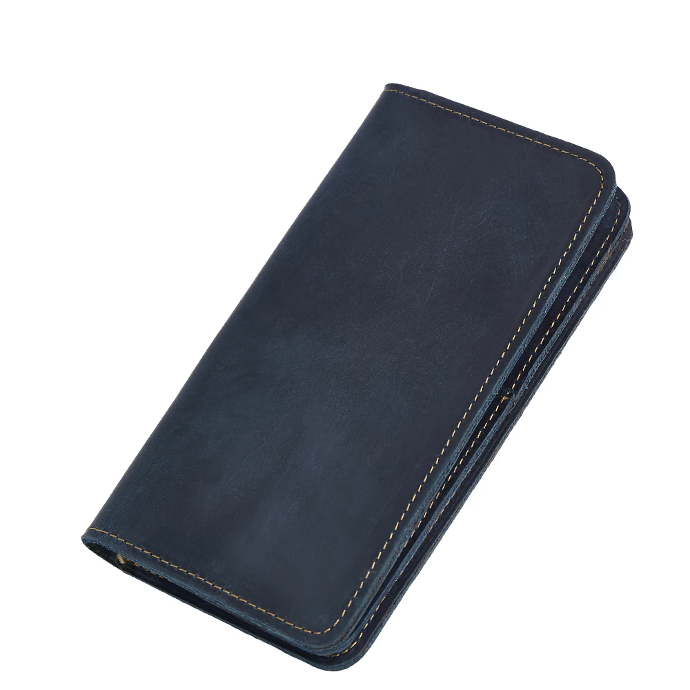 Crazy Horse Men Wallet Retro Fashion Large Capacity Long Wallet Fashion Casual Handbag Genuine Leather Wallet For Men