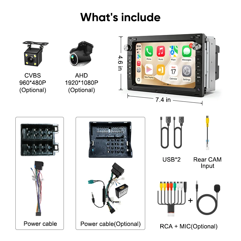 AINAVI Pantalla táctil IPS inalámbrica de 7 pulgadas para coche, CarPlay, Android Auto, estéreo para coche, navegación GPS para VW Passat B5 Golf 4 MK4 MK5 Polo Bora Jetta Sharan Transport T5, radio FM con Bluetooth 2