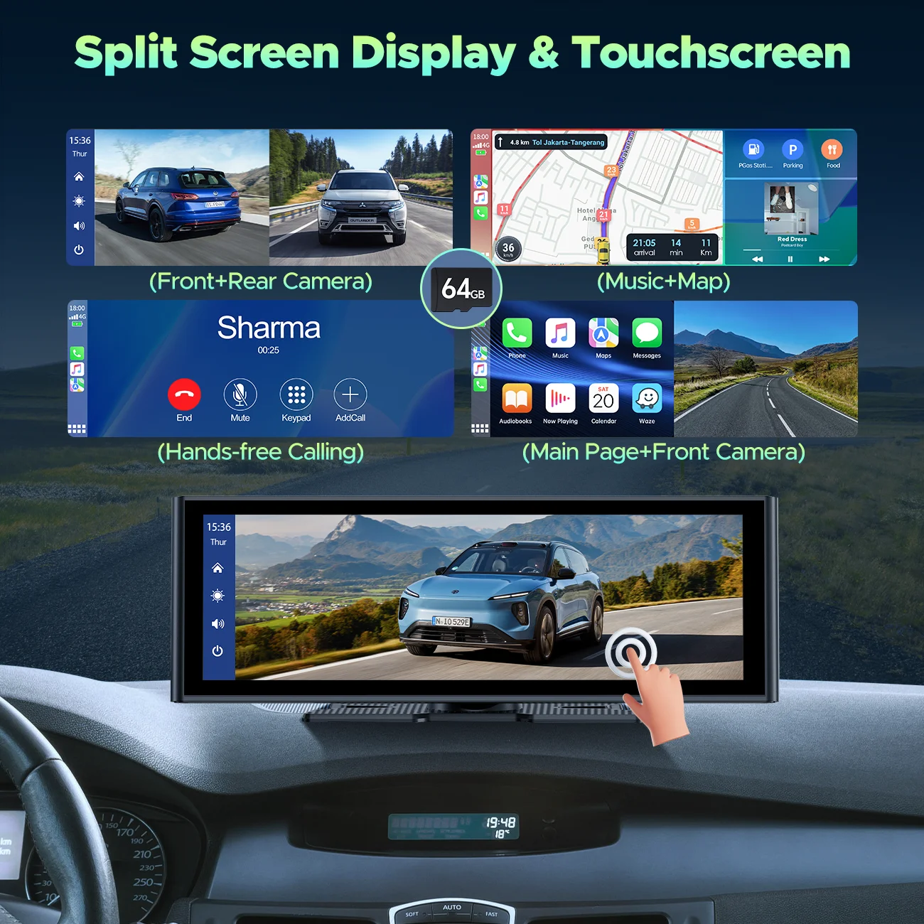 TOGUARD   ī÷  ȵ̵ ڵ ڵ , ķ 4K + 1080P ĸ ķ,  ø GPS ׺̼  USB, 10 ġ 4K