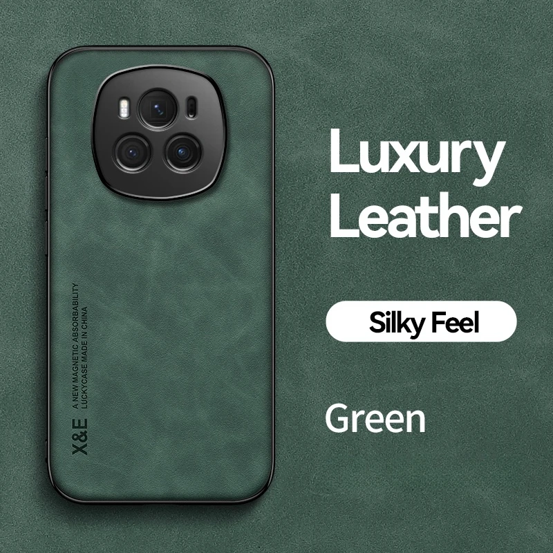 Leather Magnetic Car Holder Phone Case - Shockproof Soft Back Cover