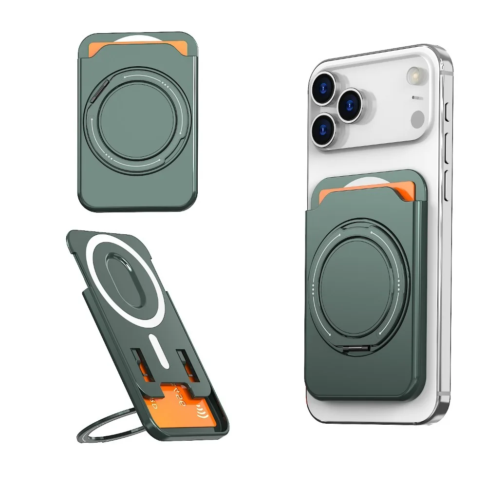 360 Rotating Ring Stand For Magsafe Magnetic Card Holder Wallet Case For iPhone 17 Pro Max 16 15 For Samsung S25 S26 Ultra