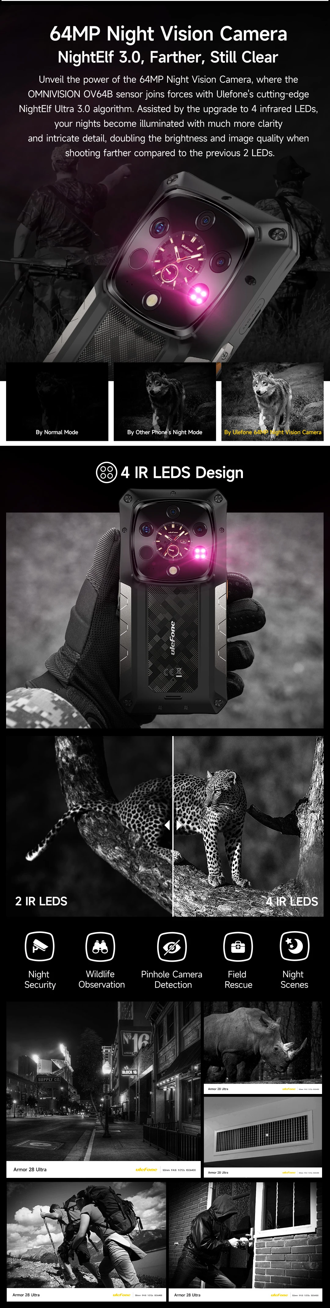 Ulefone AI Armor 28 Ultra 5G Thermal Imaging Rugged Phone MTK Dimensity 9300+ AMOLED Android Smartphone 1TB ROM Mobile Phone