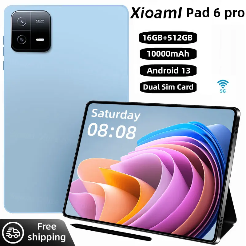 

2023 Original Global Version Tablet Android 13 Pad 6 Pro 16GB+512GB Snapdragon 888 Tablets PC 5G Dual SIM Card WIFI HD 4K Mi Tab