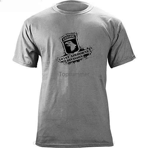 

T Shirt Cotton Men Short Sleeve Tee Shirts Army 101St Airborne Division Stencil Style T-Shirt