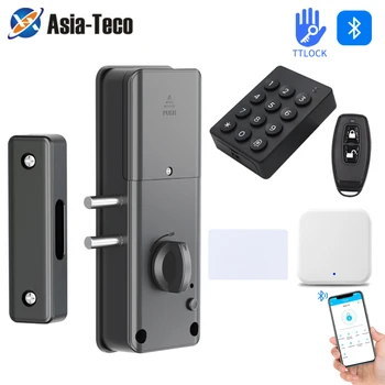 TTLOCK Smart Lock APP Keyless Keypad Kits with Remote Control Unlock Invisible Electric Bolt Wooden Door Conceal Motor Lock Kit 1