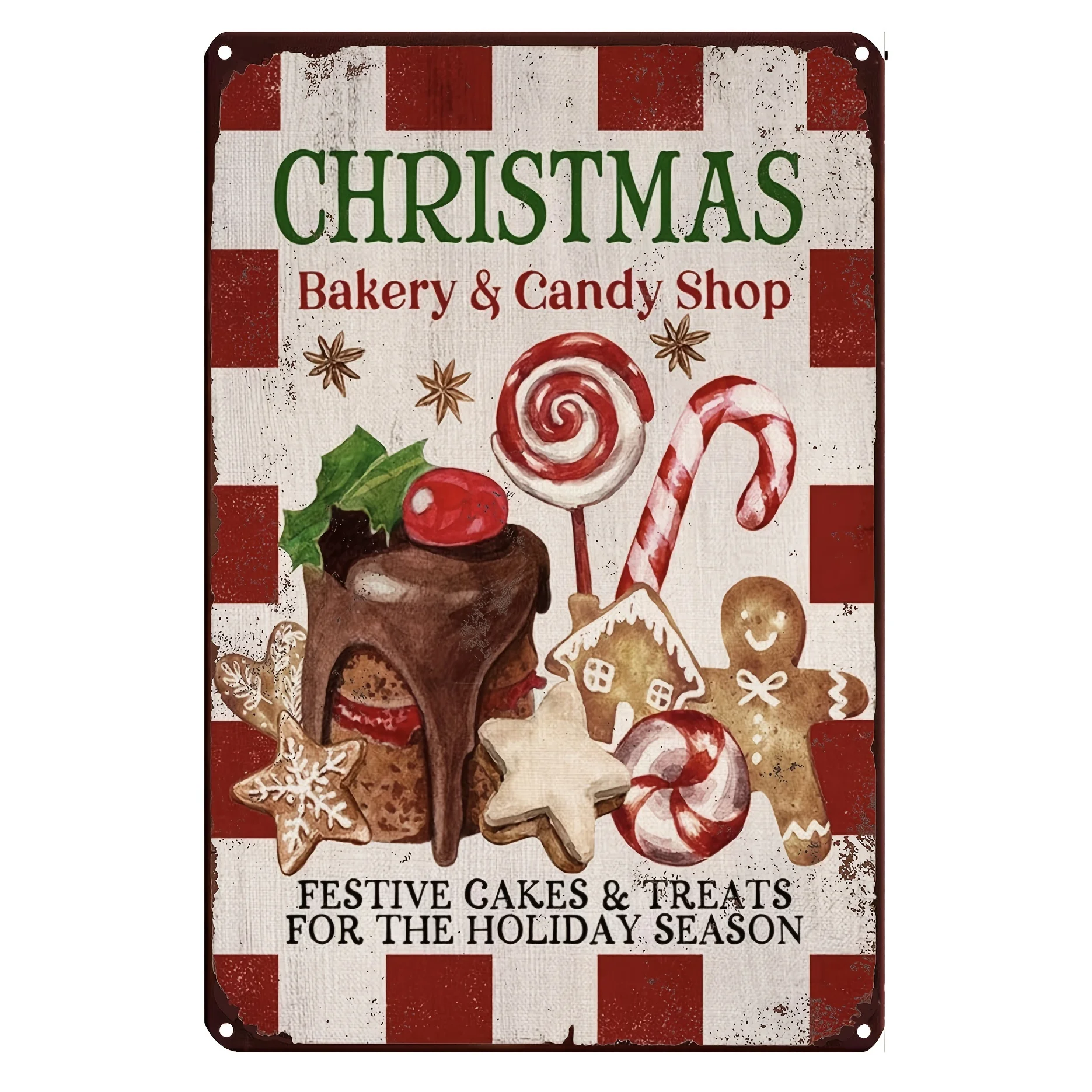 

Retro Christmas Metal Tin Signs Christmas Dessert Decorations for Homeschool Dessert Bars 12x8in Room Decoration Room Decor