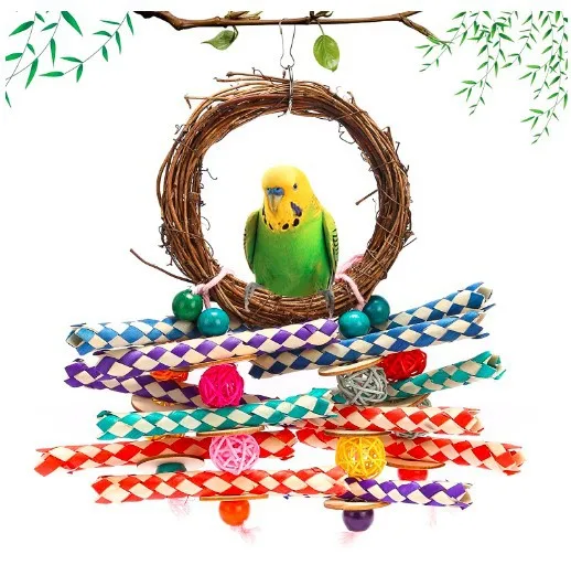 

Качели для птиц, игрушка для попугая, круг из ротанга, шар из ротанга, тканая игрушка-трубка, пион, Феникс, кожа тигра, искусственная кожа
