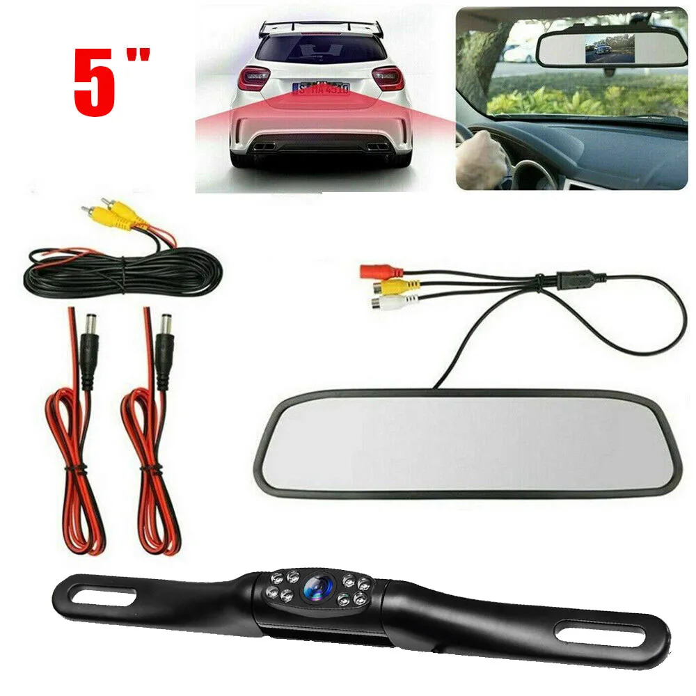 

5 inch LCD Rear View Mirror Monitor Reversing Backup Camera Kit for Car MPV RV SUV Parking Easy Installation