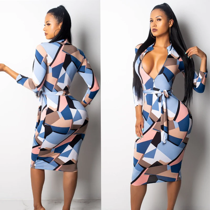 

Autumn Fashion Sexy Leopard V-neck Dress Women Long Sleeve Print High Waist Party Elegant Evening Pencil Dresses Wrap Hip Robe