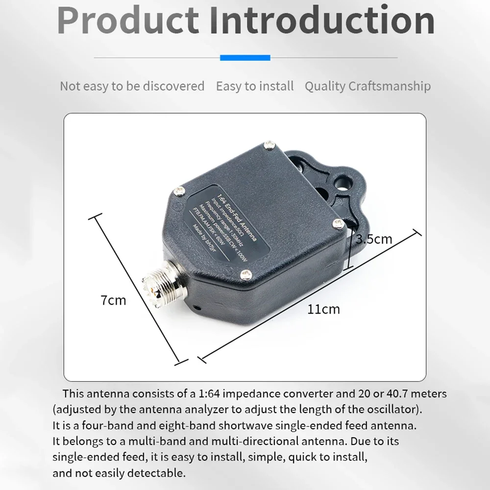Ricevitore antenna alimentato terminale Balun 1:64 PEP SSB FT8 FM AM, 4 bande 8 bande da 1 MHz a 30 MHz 100 W Antenna radio alimentata con estremità di alimentazione per esterni - immagine 2