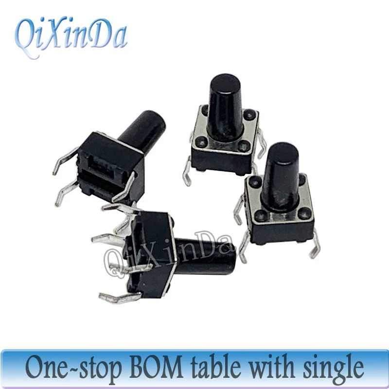 1000PCS 6x6mm Tactile Tact Mini Push Button Switch PCB Panel Momentary DIP 4 Pin Self-Reset Switch 6*6*4.3/5/6/7/8/9/10/11/13MM