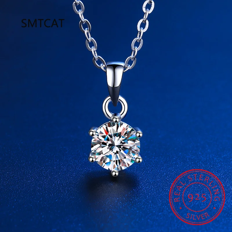 Six Claw D Color 1/2/3/5/10 Carat Moissanite Pendant Necklace Women S925 Silver Plate Pt950 Wedding Bridal Jewelry pendant necklace silver necklace moissanite necklace silver pendant