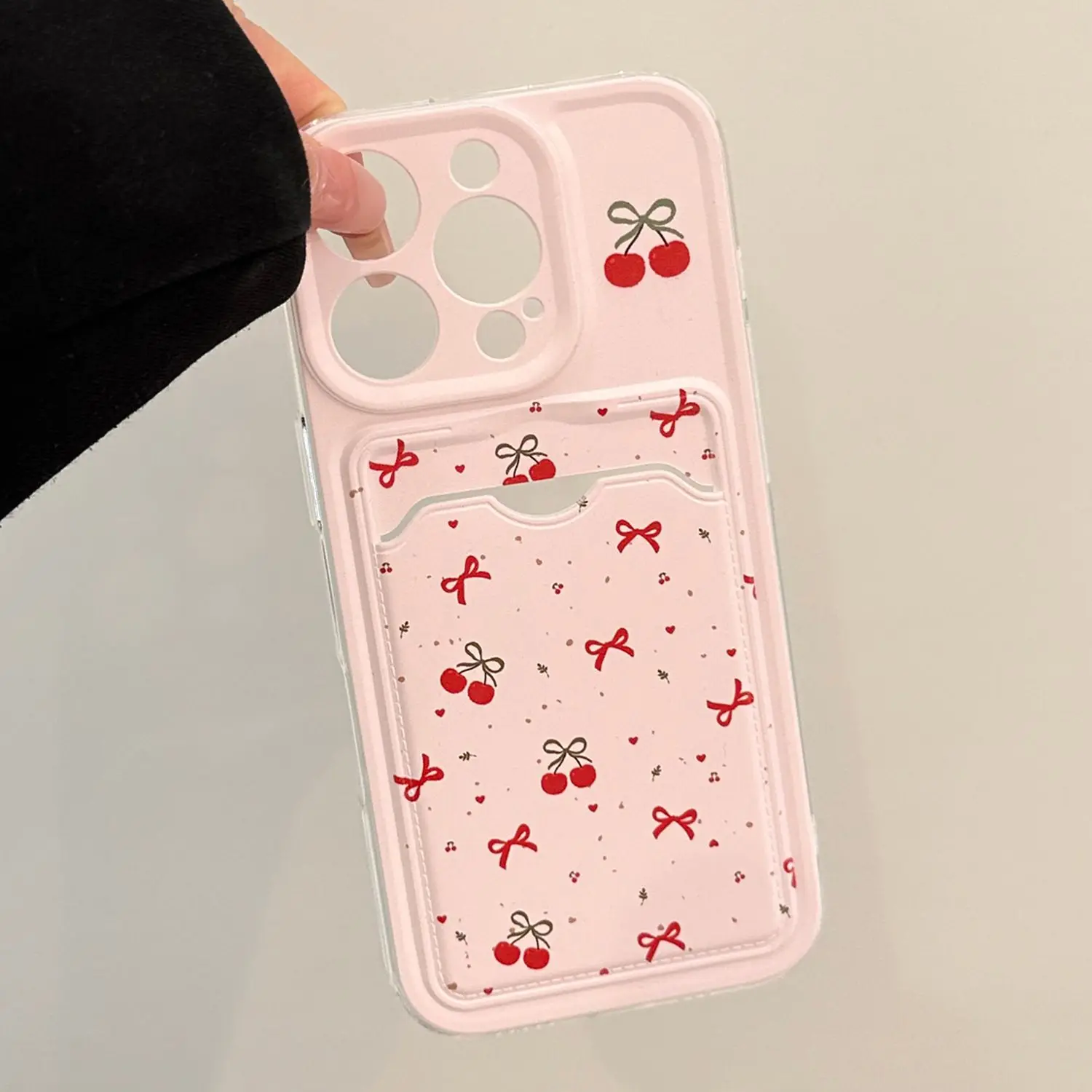 Floral Bow Card Holder Wallet with Hand Wrist Strap