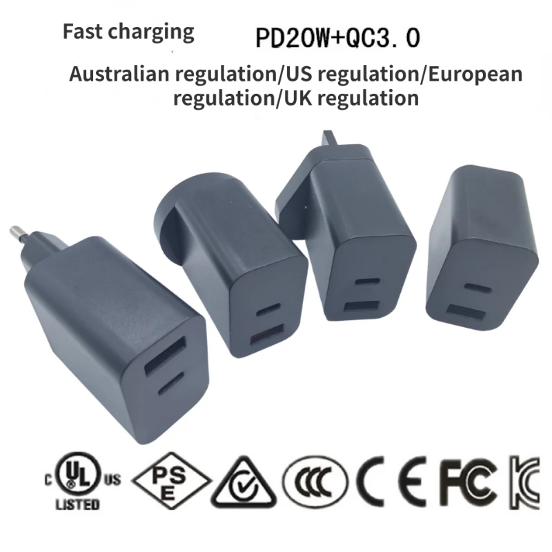 

UL certified pd20w charger PD3.0+QC3.0 fast charge 20w charger multinational certification PD charging head