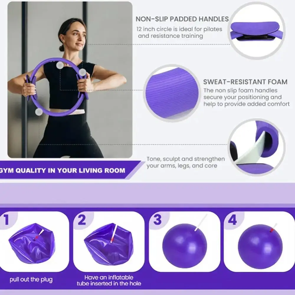 13개/세트 휴대용 필라테스 볼 세트 바디 쉐이핑 체중 감량 요가 필라테스 서클(보관 가방 포함) 건강 개선