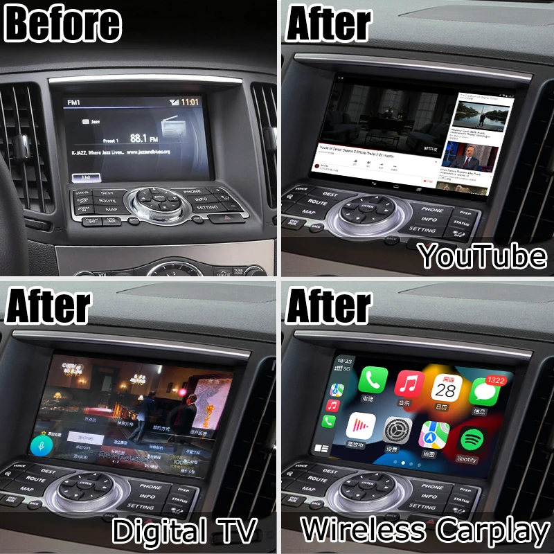 gps device for car Android carplay HD screen upgrade for Infiniti G37 G25 Q40 Q60 2007-2015 Nissan skyline 370GT android auto IT08 08IT by Lsailt gps system for car Vehicle GPS Systems