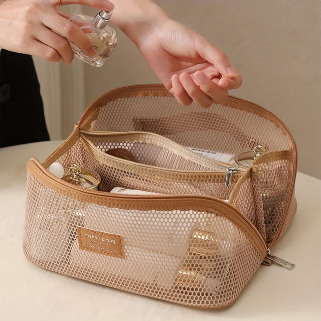 Organisateur de maquillage trousse de toilette féminine sac trousse de maquillage pochette de rangement boîte de luxe pour dame, sac à cosmétiques, sac de rangement pour voyage Zip 1
