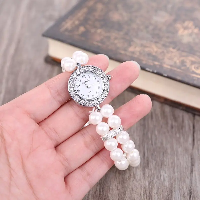 Fashion Women Watch Clock Casual Wristwatches Pearl Beaded Bracelet Watches Strap Quartz Wrist Watch Horloges Jewelry Gift women watches