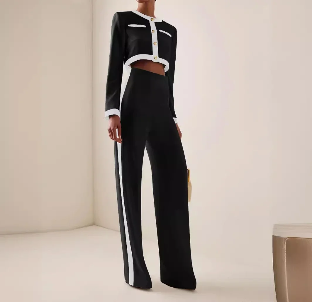 طقم سراويل ومعاطف نسائية نمط جديد بلوزة احترافية ب...