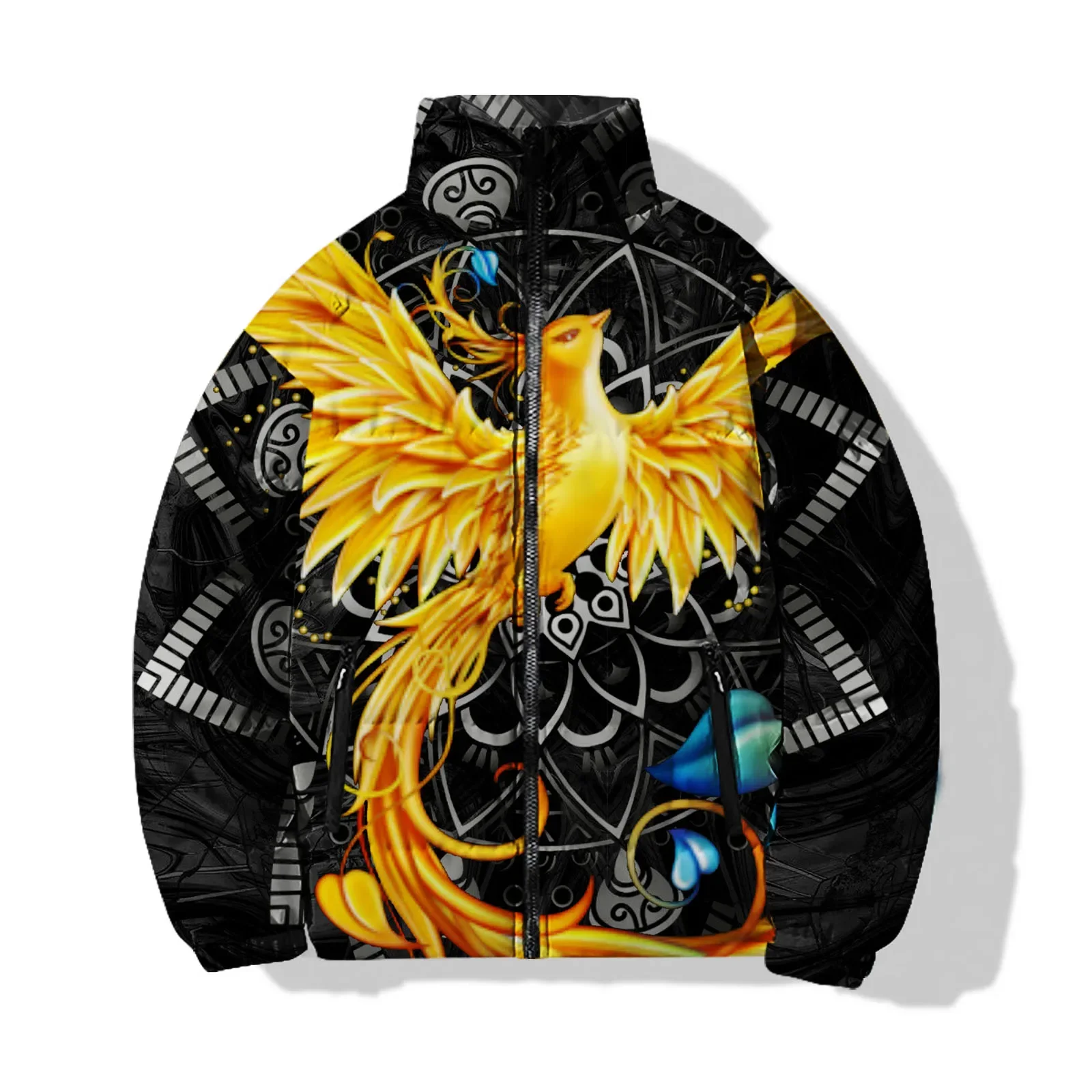 thumbnail image 1 of Chaqueta de invierno para hombre, chaqueta con estampado de dragón y fénix, ropa para hombre, chaquetas holgadas de algodón para hombre, abrigos para hombre, parka, 1 of 4