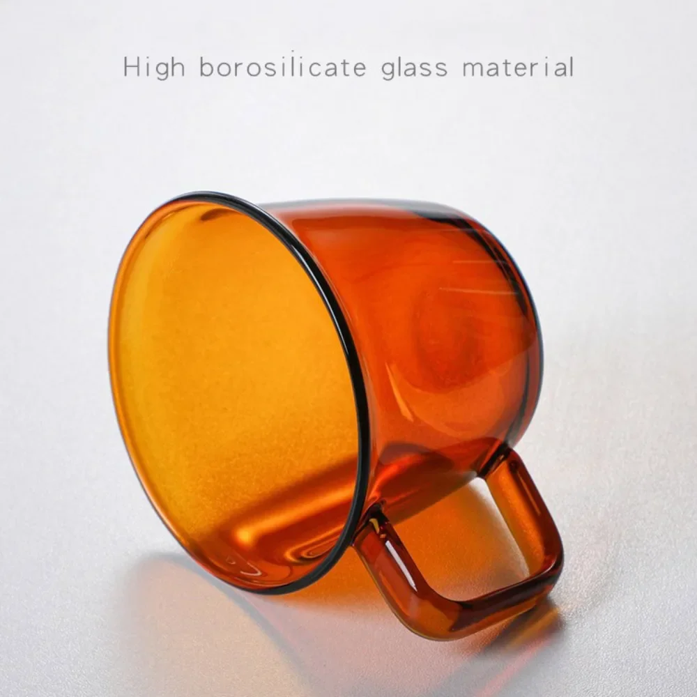 Colored Glass Coffee Cup 250ml High Borosilicate Amber Green Tea Cup Colored Glass Water with Handle Cold and Heat Resistant