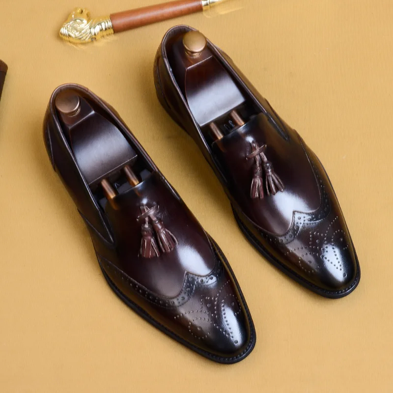 

High Quality Fashion Loafers Dress Shoe Men Casual Leather Shoes Elegant Custom Mens Wedding Office Business Shoe Black Big Size