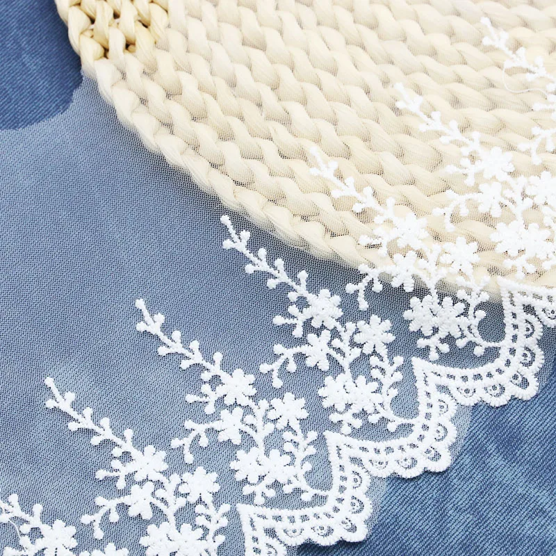 (1 Yard/pack) 155mm White Pine Branch Pattern Embroidery Lace Mesh Laces Underwear Sewing Accessories Dress Wedding DIY Handmade