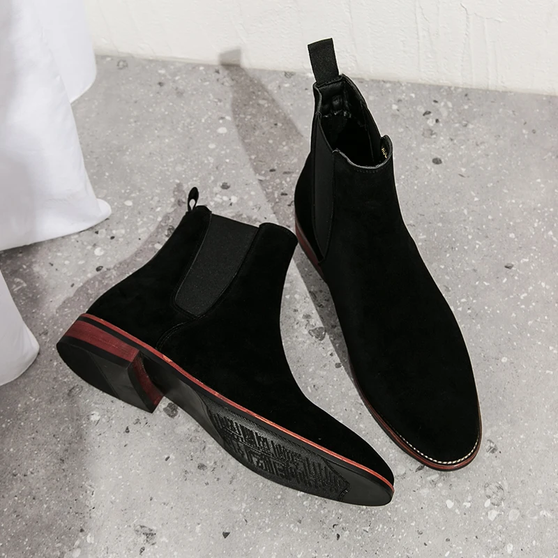 Men Classic Retro Chelsea Boots Pointed Leather Ankle Boots Size 38-46